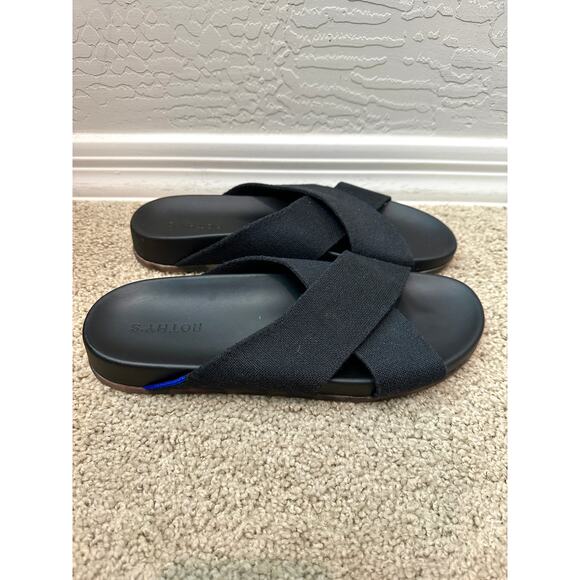 ROTHY’S | The Weekend Black Crossover Slide Sandals NWT | Women’s 10.5 - Picture 1 of 7